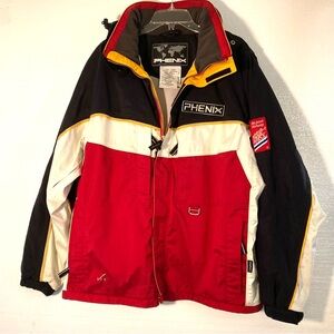 Phenix Men's Ski Jacket in Black, Red, White with Yellow Trim